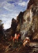 Eugene Fromentin Arab Horsemen in a Gorge oil painting reproduction